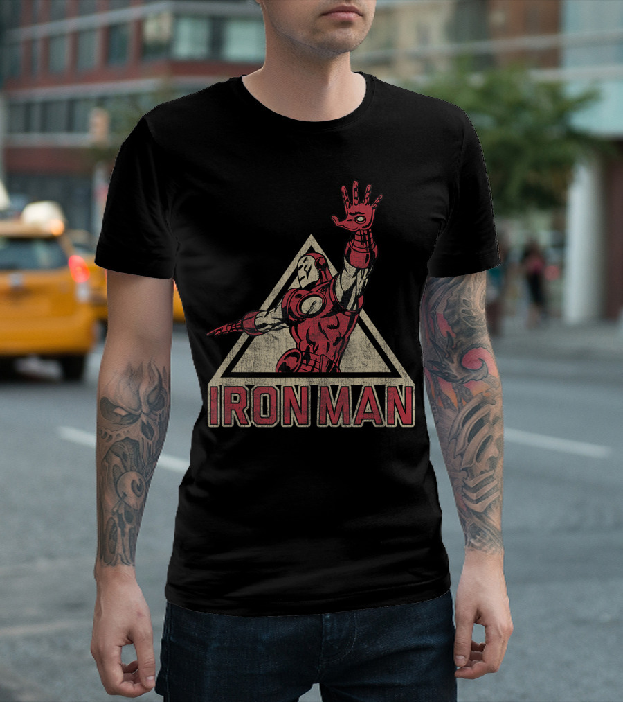 Marvel Iron Man Retro Pose Triangle T-Shirt