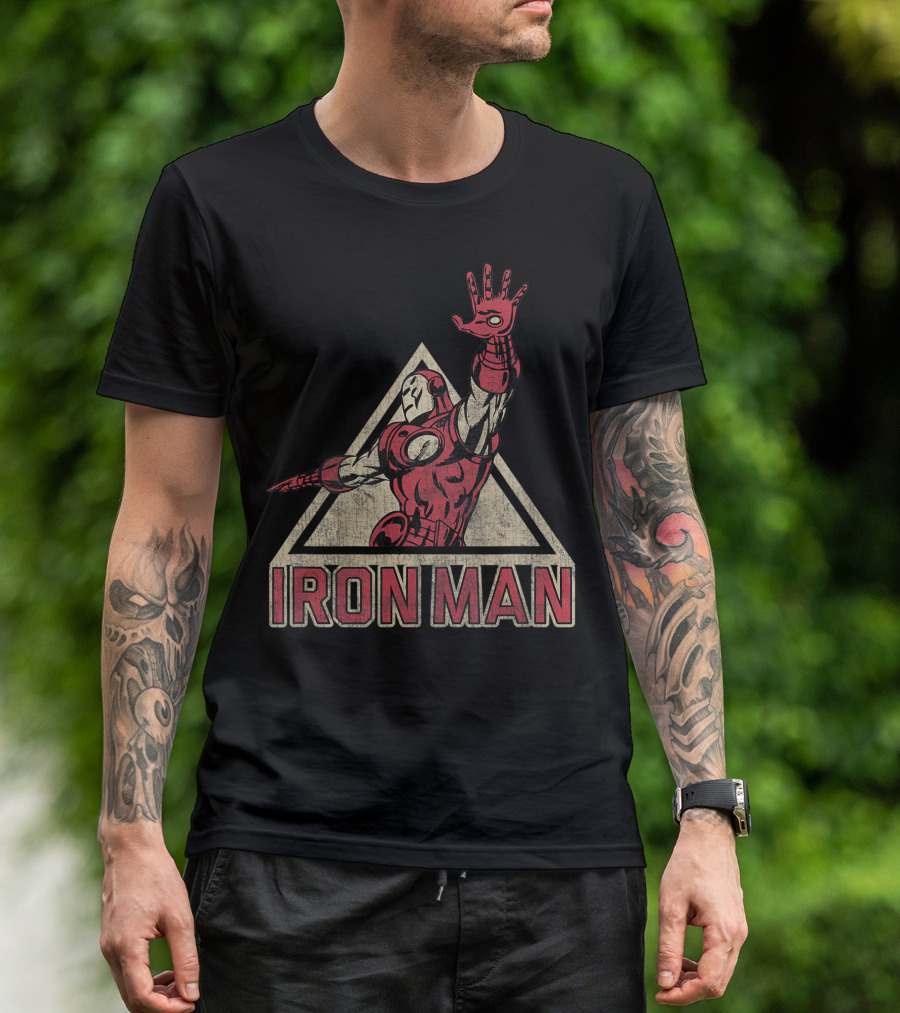 Marvel Iron Man Retro Pose Triangle T-Shirt