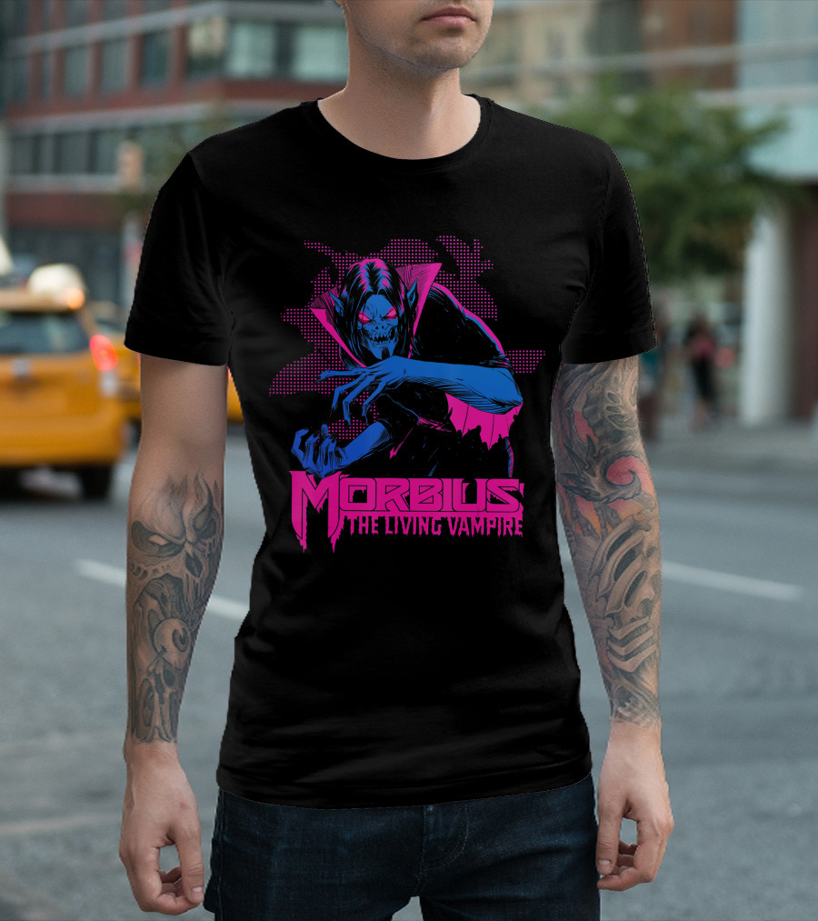 Morbius The Living Vampire Neon Marvel Comic Horror T-Shirt
