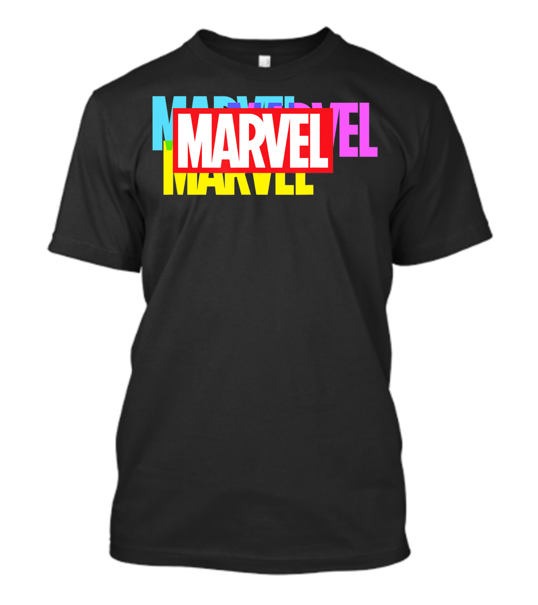 Marvel Multicolor Bold Overlapping Text T-Shirt