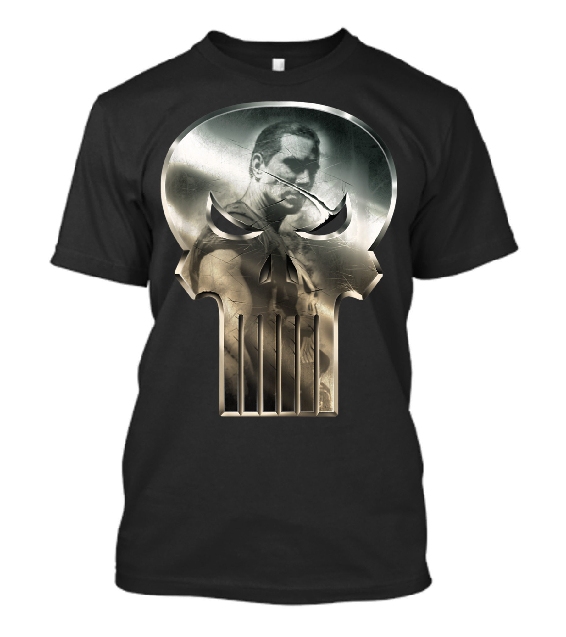 Marvel Punisher Steel Skull Reflection Heroic Image T-Shirt