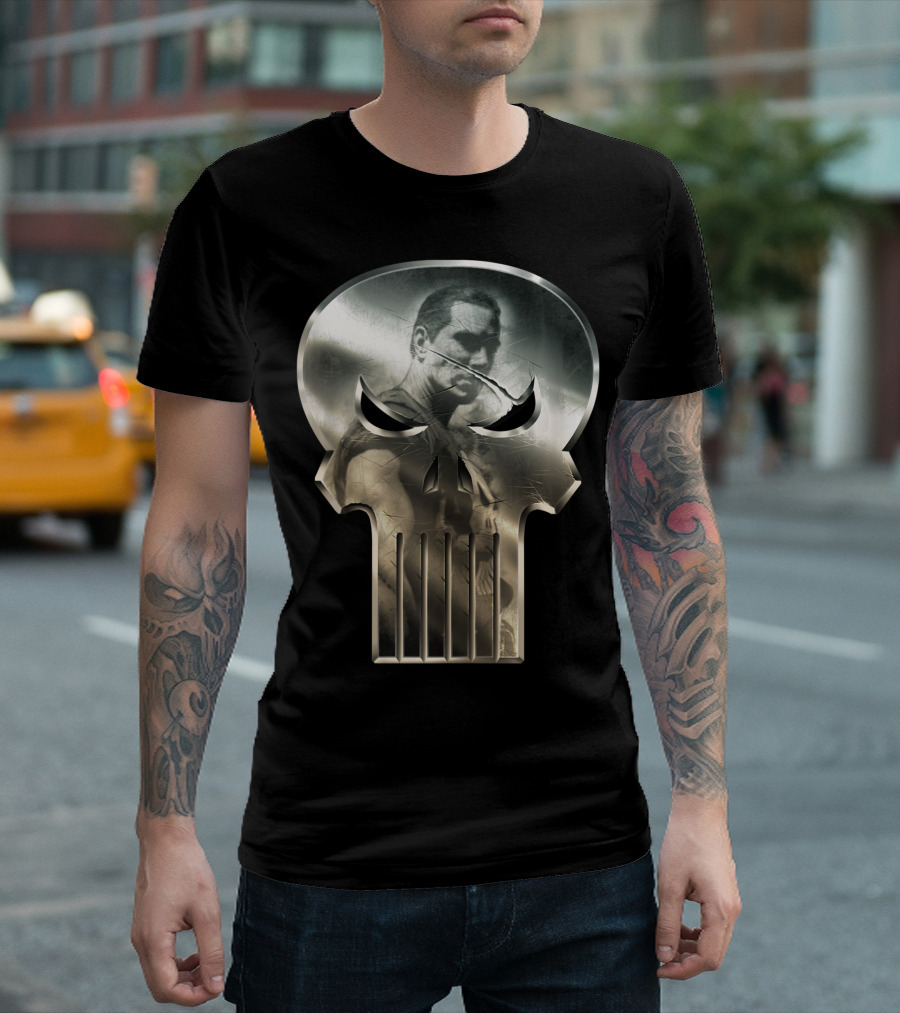 Marvel Punisher Steel Skull Reflection Heroic Image T-Shirt