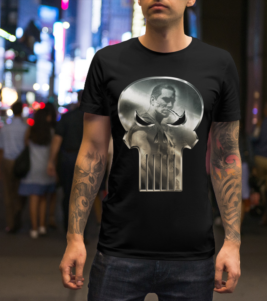 Marvel Punisher Steel Skull Reflection Heroic Image T-Shirt