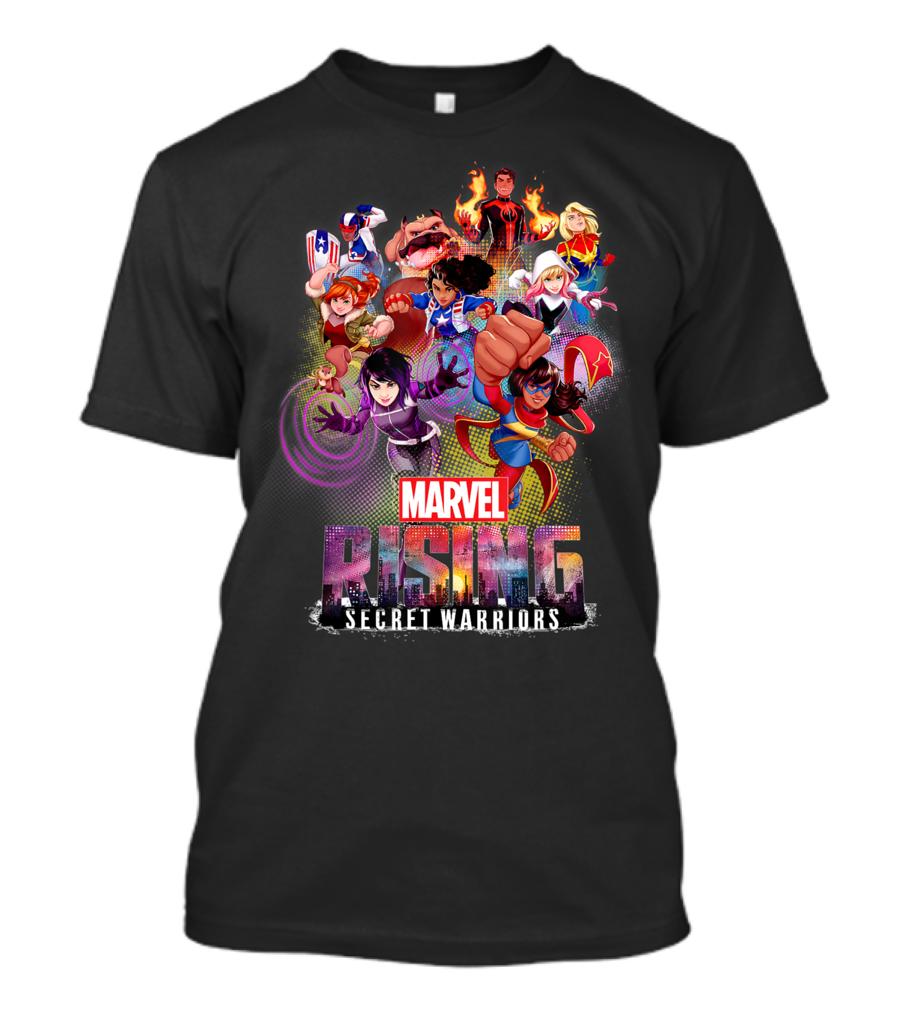 Marvel Rising Secret Warriors Hero Action Pose Team Collage T-Shirt