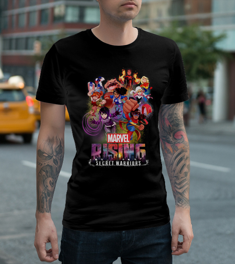 Marvel Rising Secret Warriors Hero Action Pose Team Collage T-Shirt