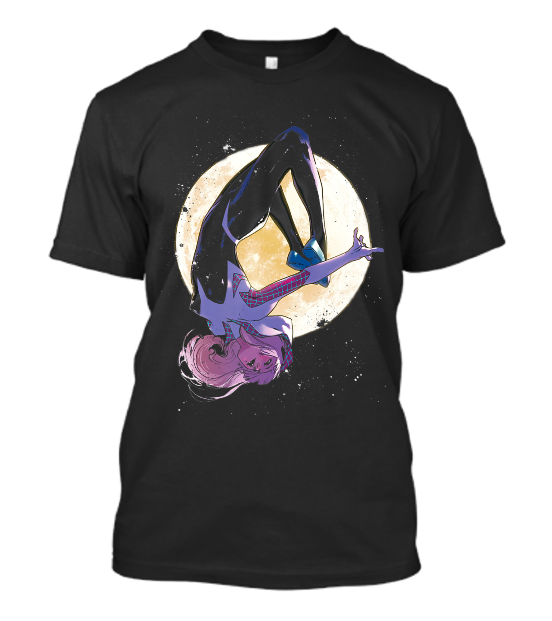 Marvel Spider Gwen Moonlit Flip Over The Full Moon T-Shirt