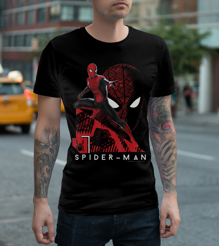 Spider-Man Marvel Far From Home Tech Background Copyright CP15 T-Shirt