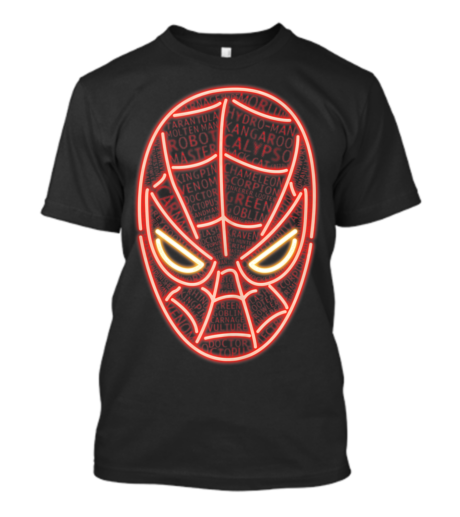 Marvel Spider Man Foes Mask With Green Goblin And Venom Neon T-Shirt