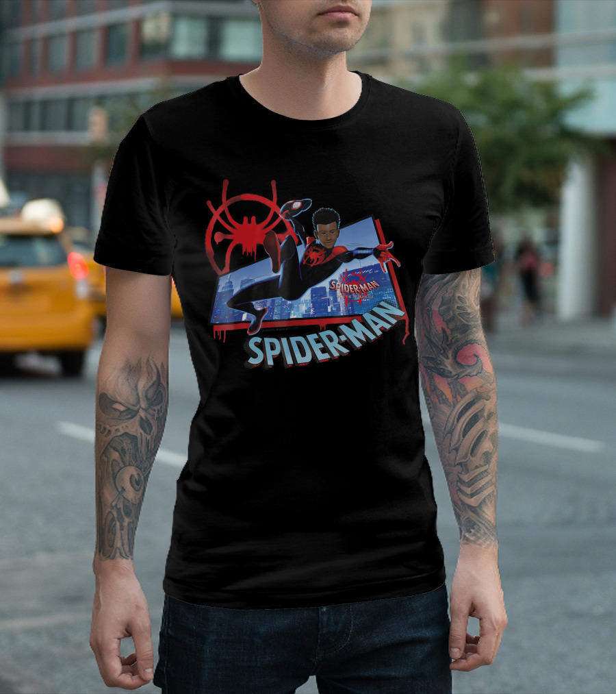 Spider-Man Into The Spider Verse Miles Morales Kick Action Scene T-Shirt