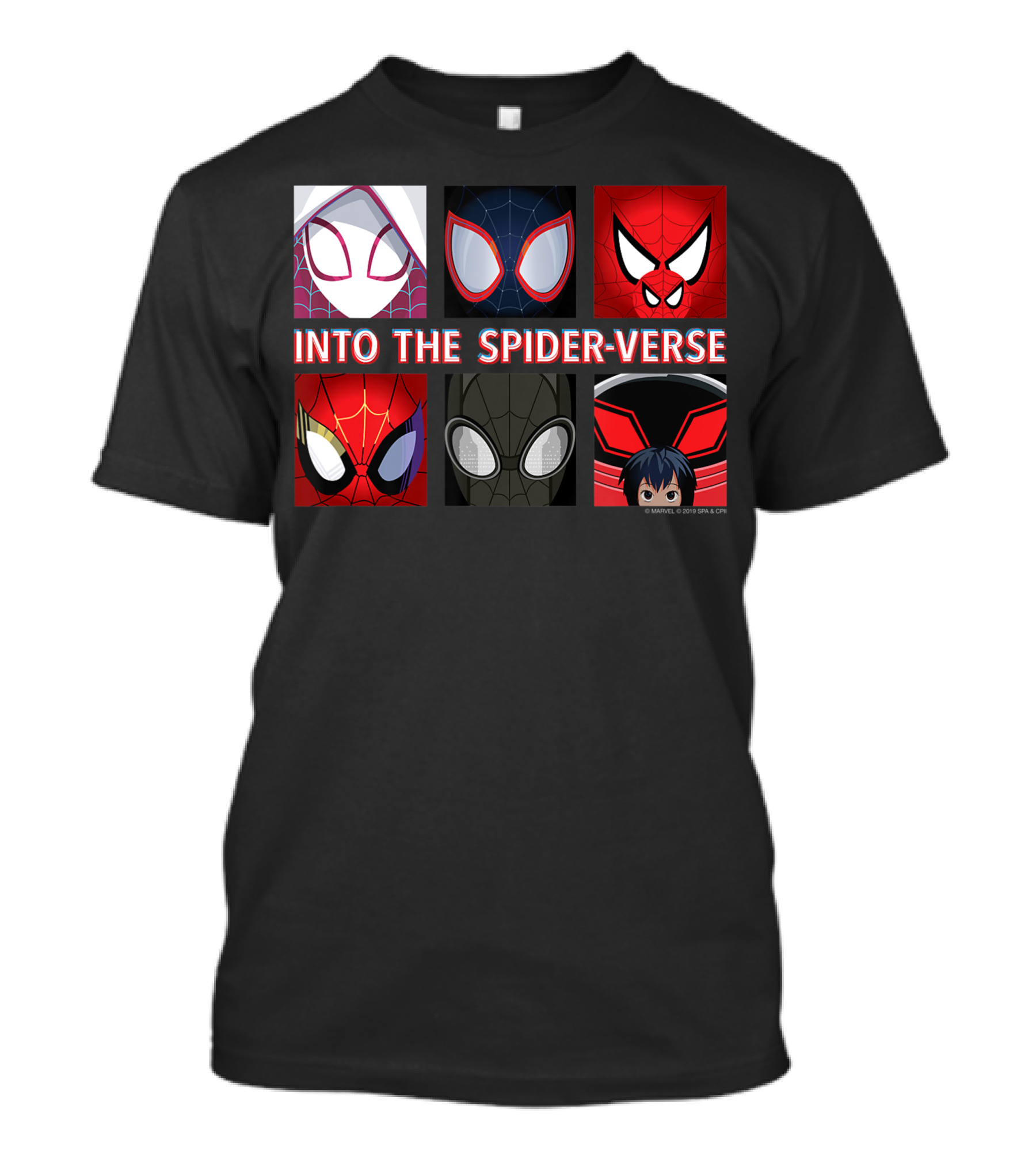 Marvel Spider Man Into The Spider Verse Heroes Masks T-Shirt