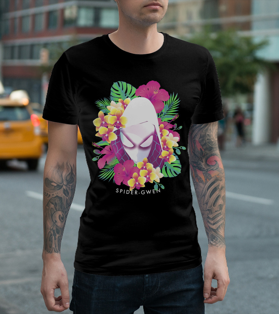 Spider-Gwen Tropical Floral Marvel Spider Man T-Shirt