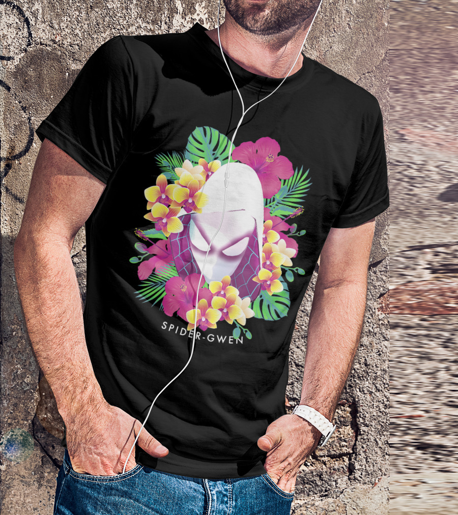 Spider-Gwen Tropical Floral Marvel Spider Man T-Shirt