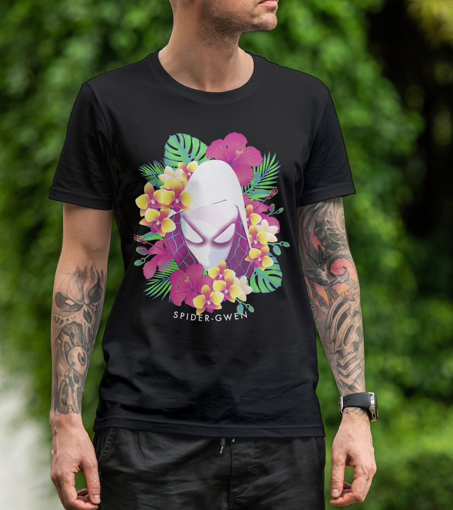 Spider-Gwen Tropical Floral Marvel Spider Man T-Shirt