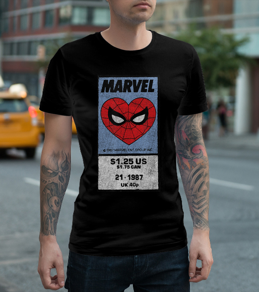Marvel Spider Man Heart Logo 1987 Corner Box Price 40p T-Shirt