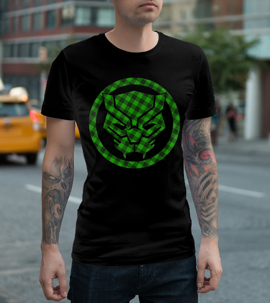 St Patricks Day Marvel Black Panther Plaid T-Shirt