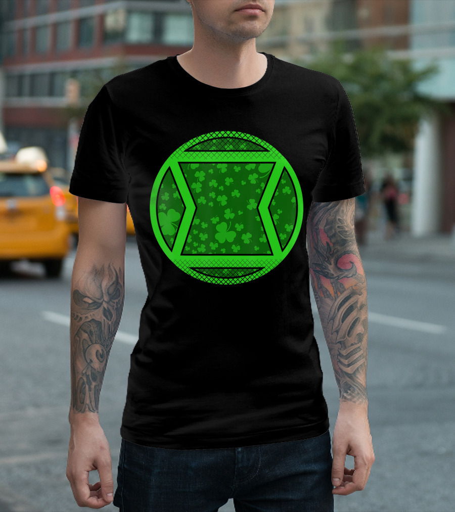 Marvel St Patricks Day Black Widow Green Clover Emblem T-Shirt