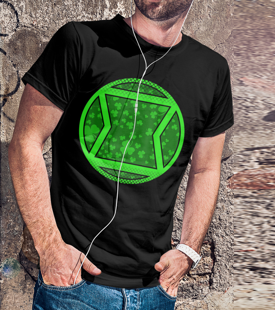 Marvel St Patricks Day Black Widow Green Clover Emblem T-Shirt