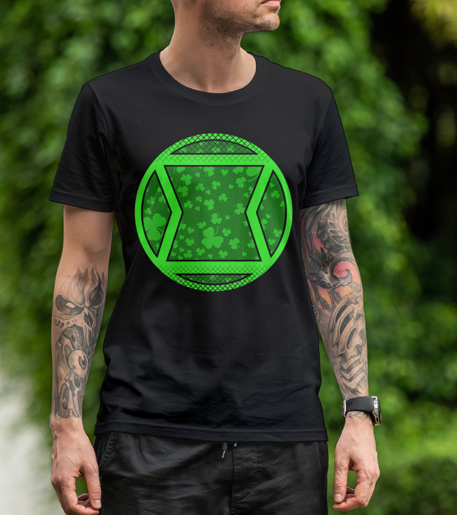 Marvel St Patricks Day Black Widow Green Clover Emblem T-Shirt