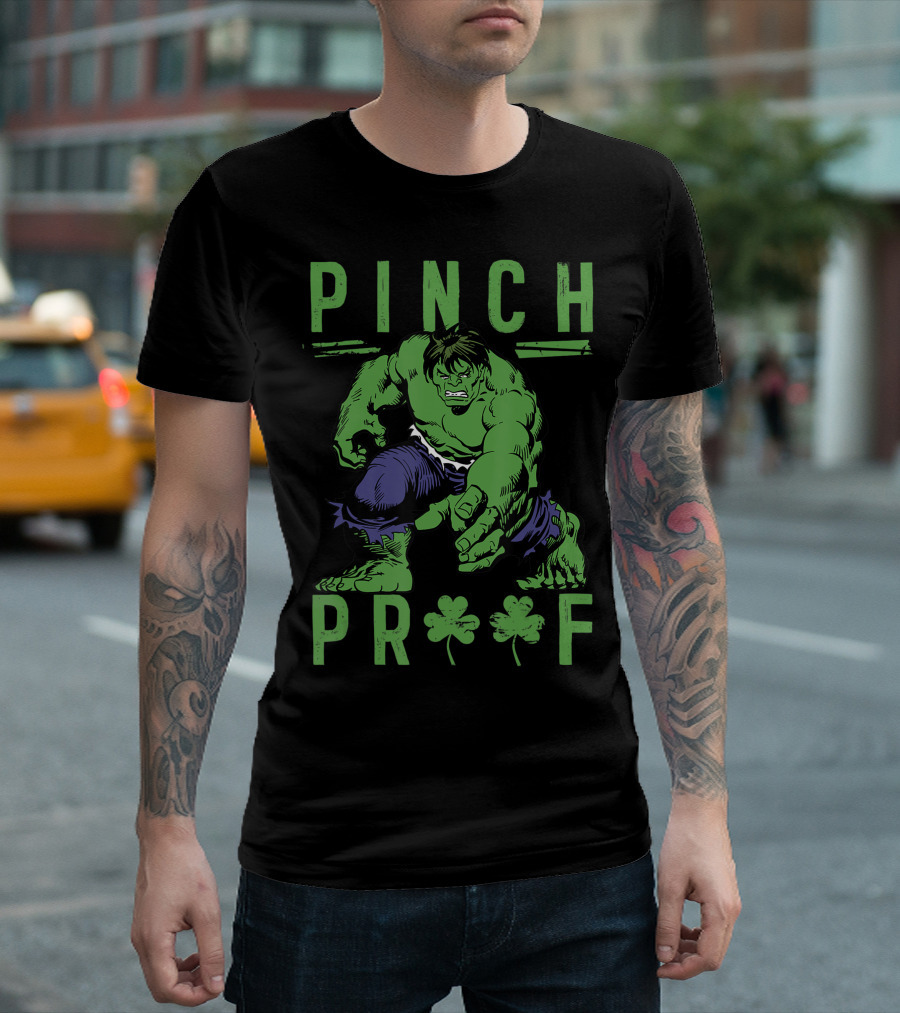 Marvel Hulk Pinch Proof St Pattys Vintage Two Clovers T-Shirt