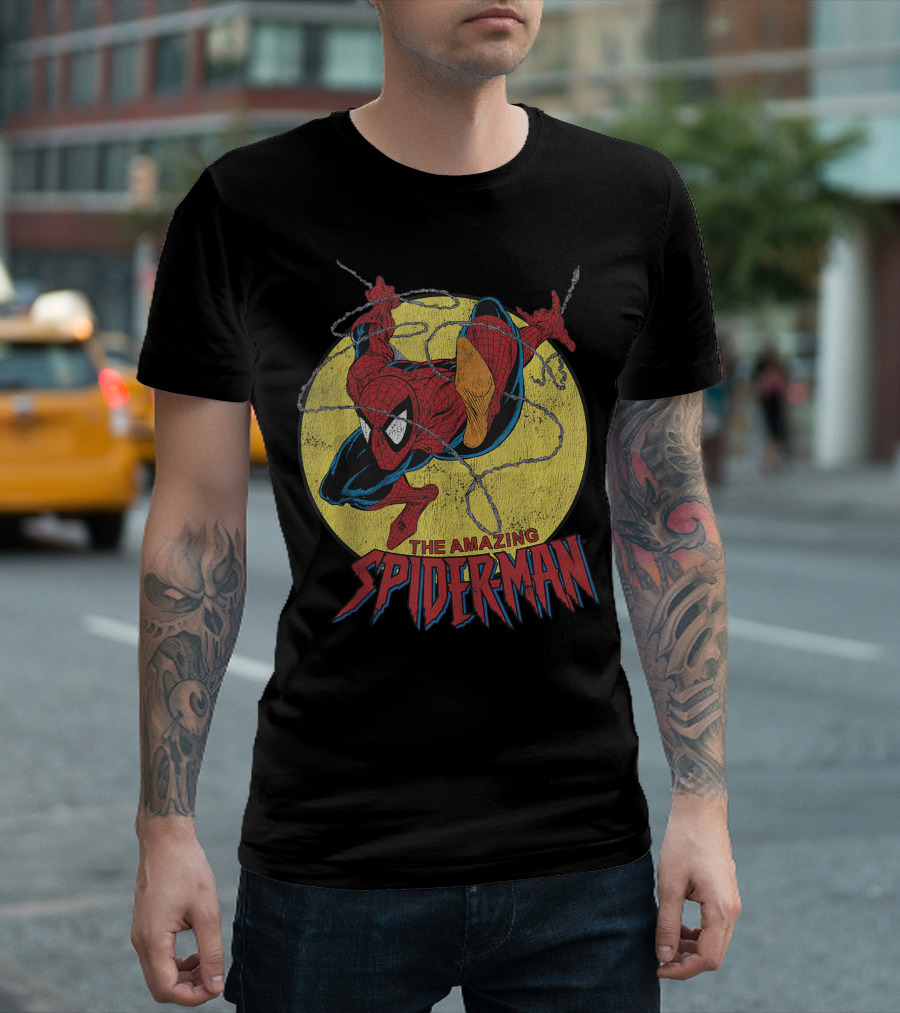 Marvel The Amazing Spider Man Vintage Jump Web Slinging Action T-Shirt