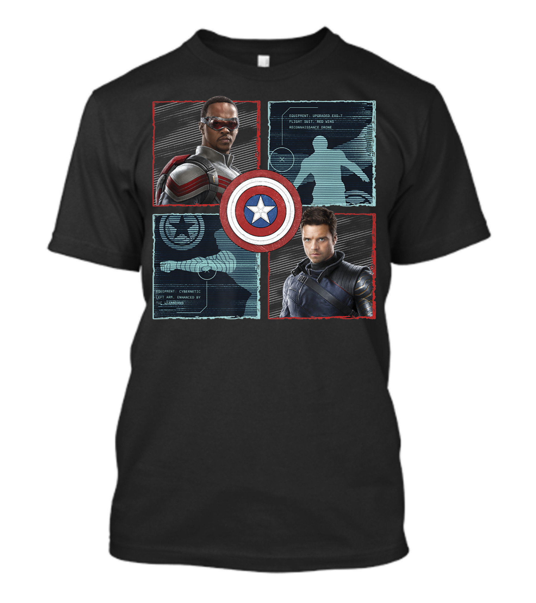 Marvel The Falcon And The Winter Soldier Equipment Upgraded Bio Cybernetic Enhanced Reconnaissance Captain America Shield T-Shirt
