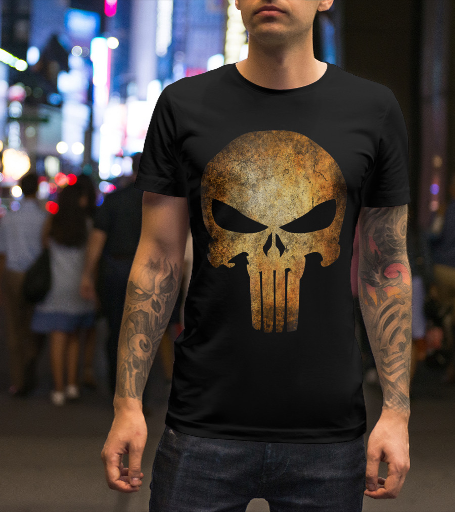 Marvel Punisher Anatomical Skull Rusted Texture T-Shirt