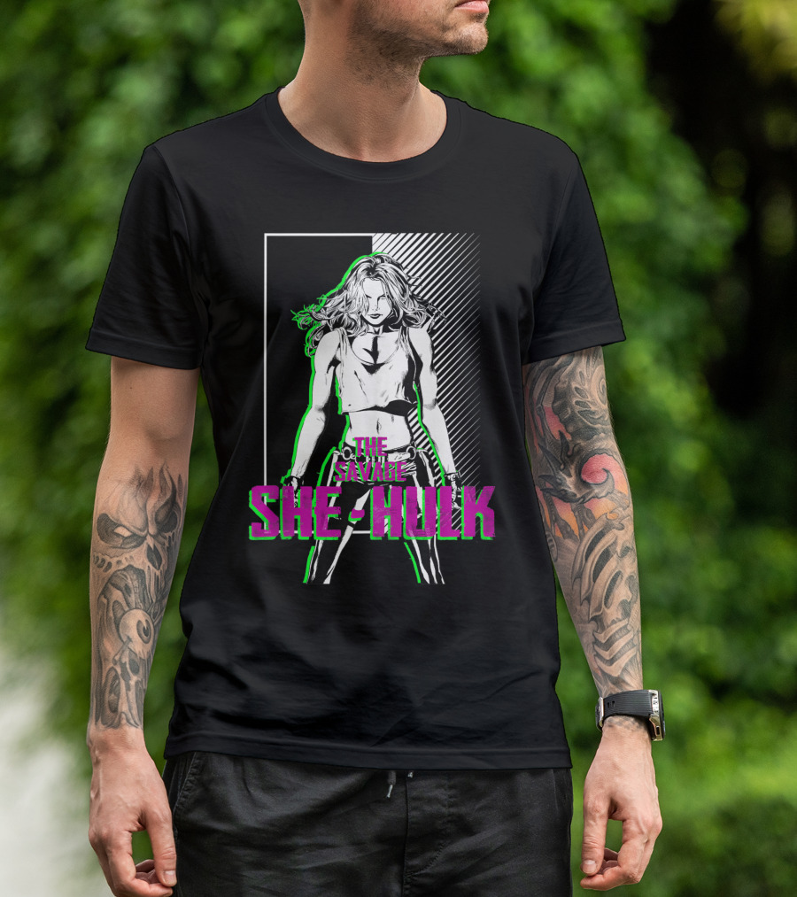 The Savage She-Hulk Green Glow Marvel Sketch T-Shirt