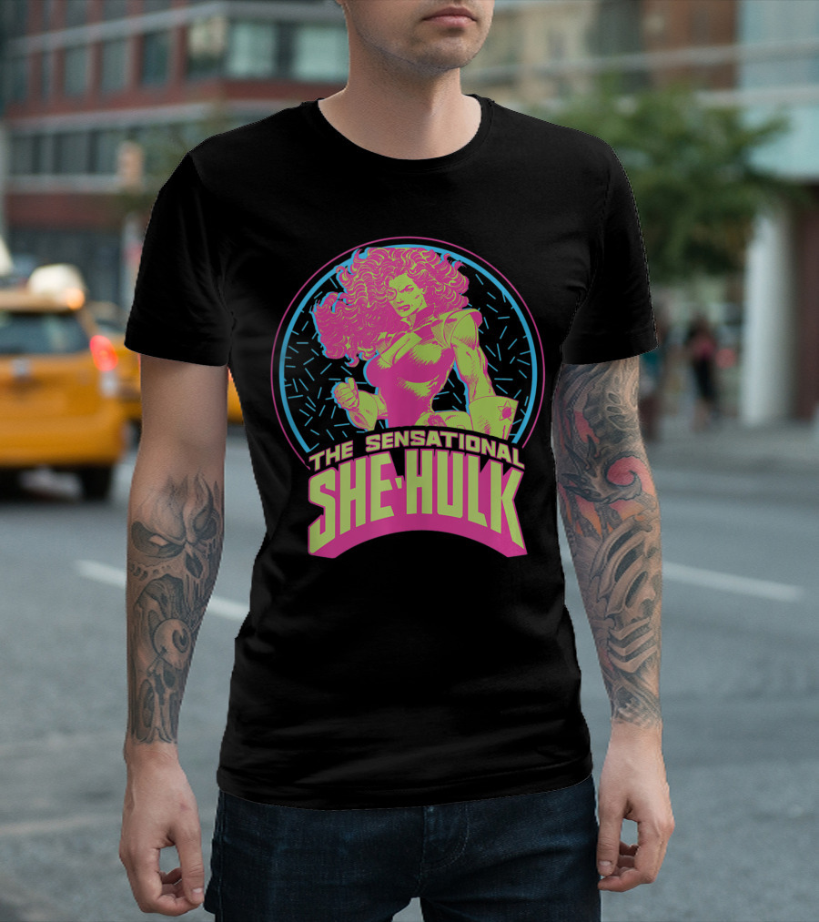 Marvel The Sensational She Hulk 90s Retro Neon Comic T-Shirt