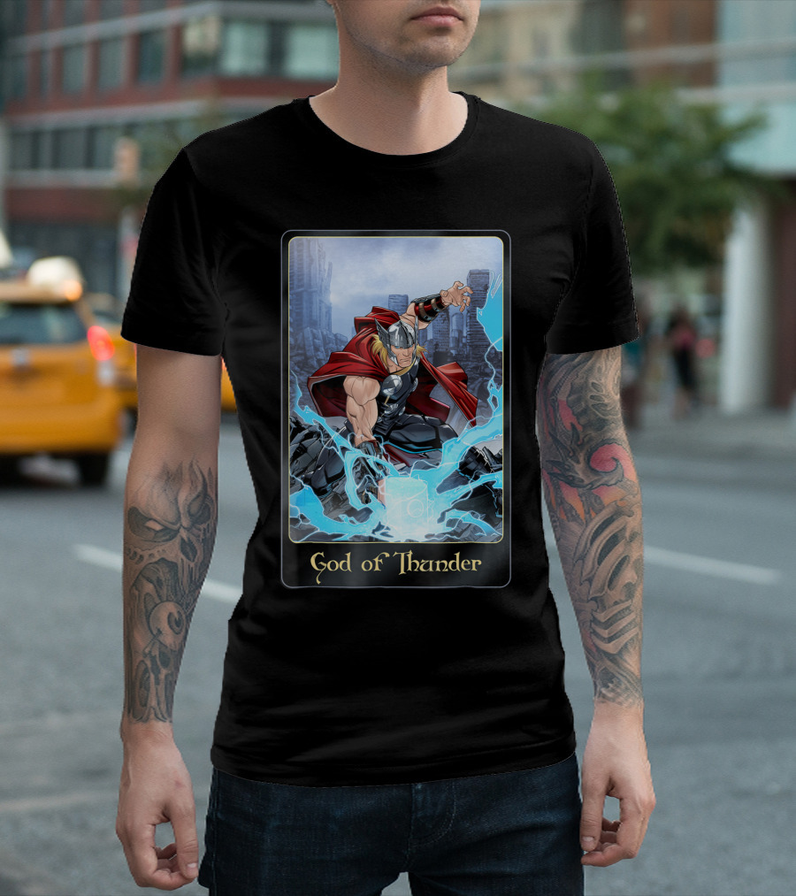 Thor God Of Thunder Marvel Card Art Official Merch T-Shirt