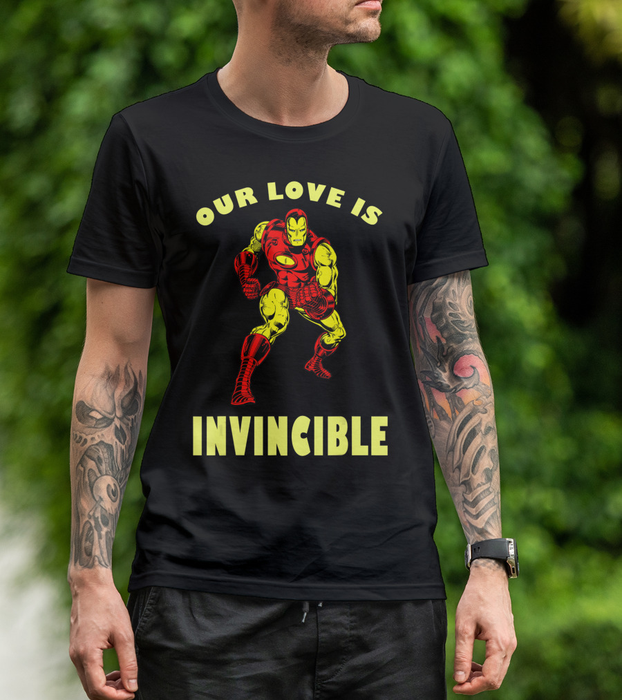 Our Love Is Invincible Marvel Valentines Day Avengers Iron Man T-Shirt