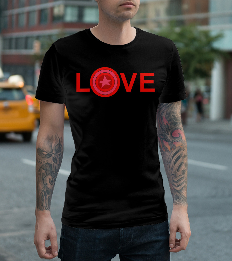 Marvel Valentines Day Love Captain America Shield Red Star T-Shirt