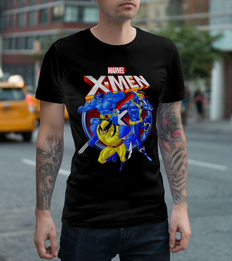 Marvel X-Men Wolverine Cyclops Beast Classic Group Action T-Shirt