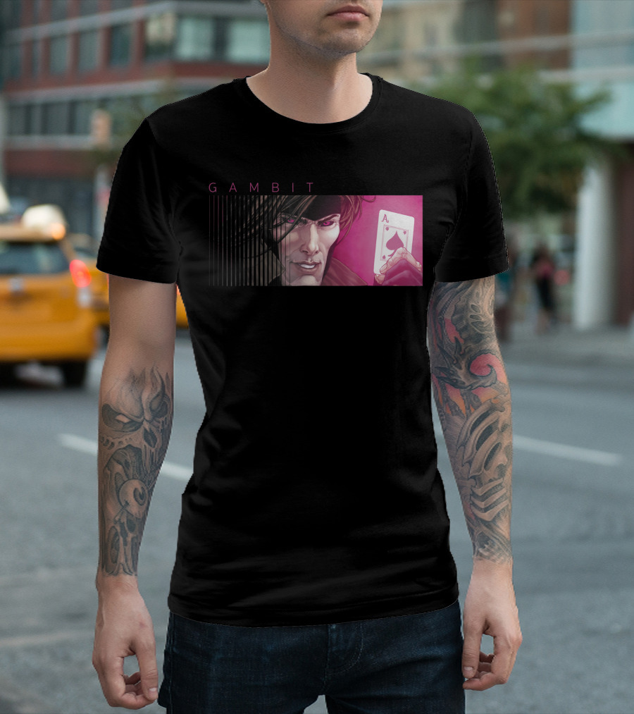 Marvel X-Men Gambit Ace of Spades Playing Card T-Shirt