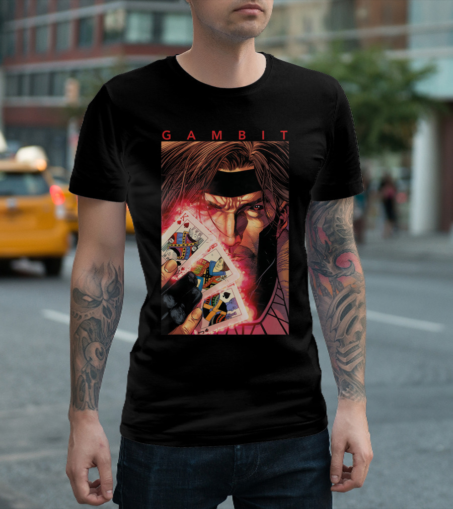 Gambit Marvel X Men Glowing Playing Cards T-Shirt