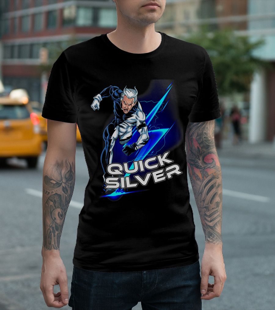 Marvel X-Men Quicksilver Speeding Sprint Dynamic Lightning Burst T-Shirt