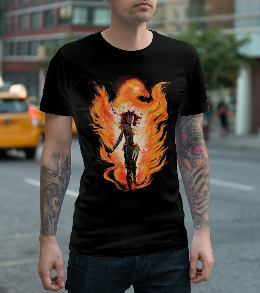 Marvel X Men Dark Phoenix Flames Rising Phoenix T-Shirt