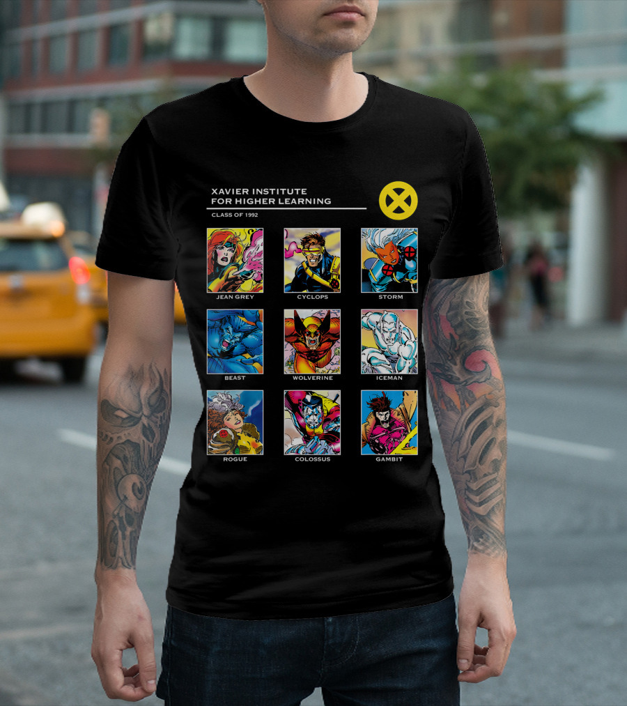 X Men Xavier Institute Class of 1992 Marvel Jean Grey Cyclops Storm Beast Wolverine Iceman Rogue Colossus Gambit T-Shirt