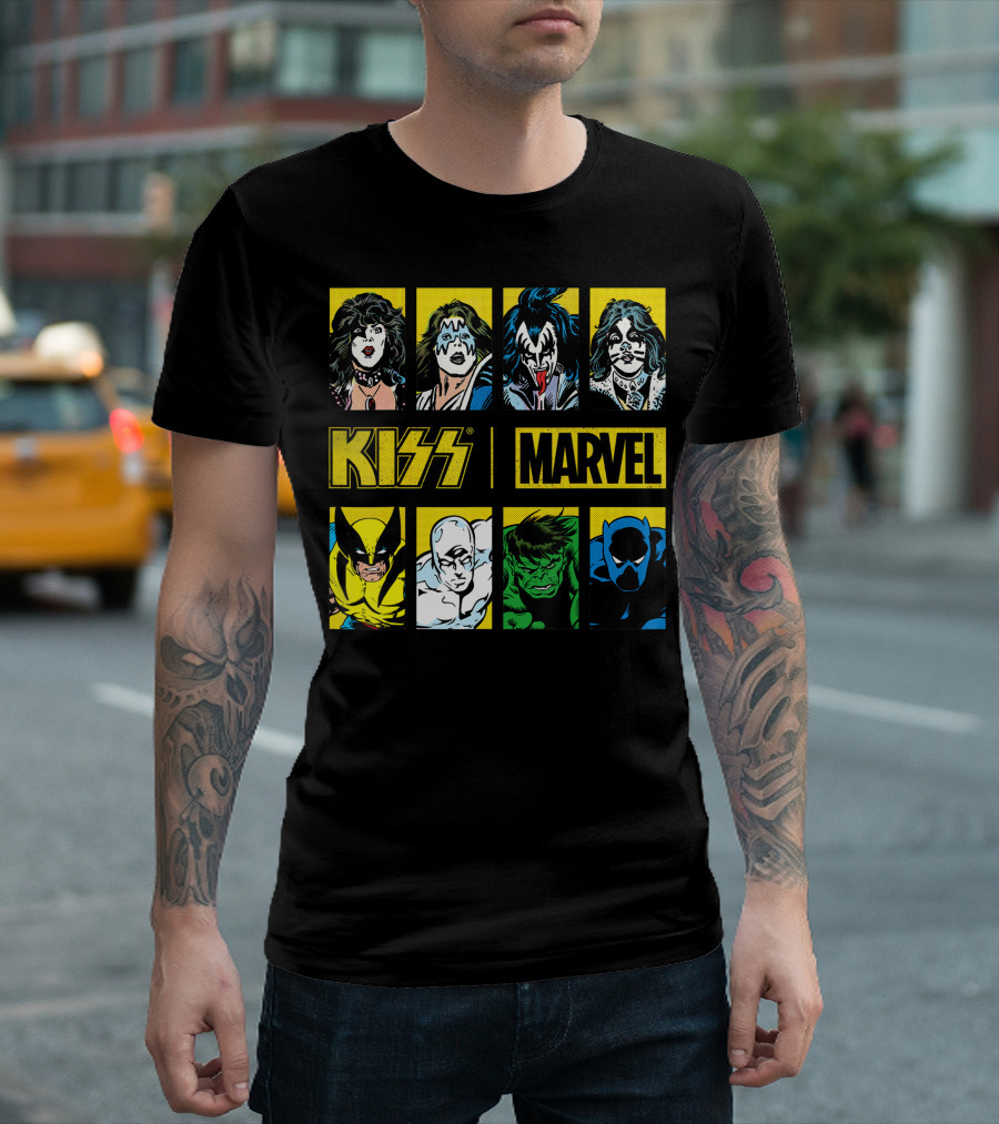 Mens Marvel Kiss Wolverine Hulk Black Panther Hero T-Shirt