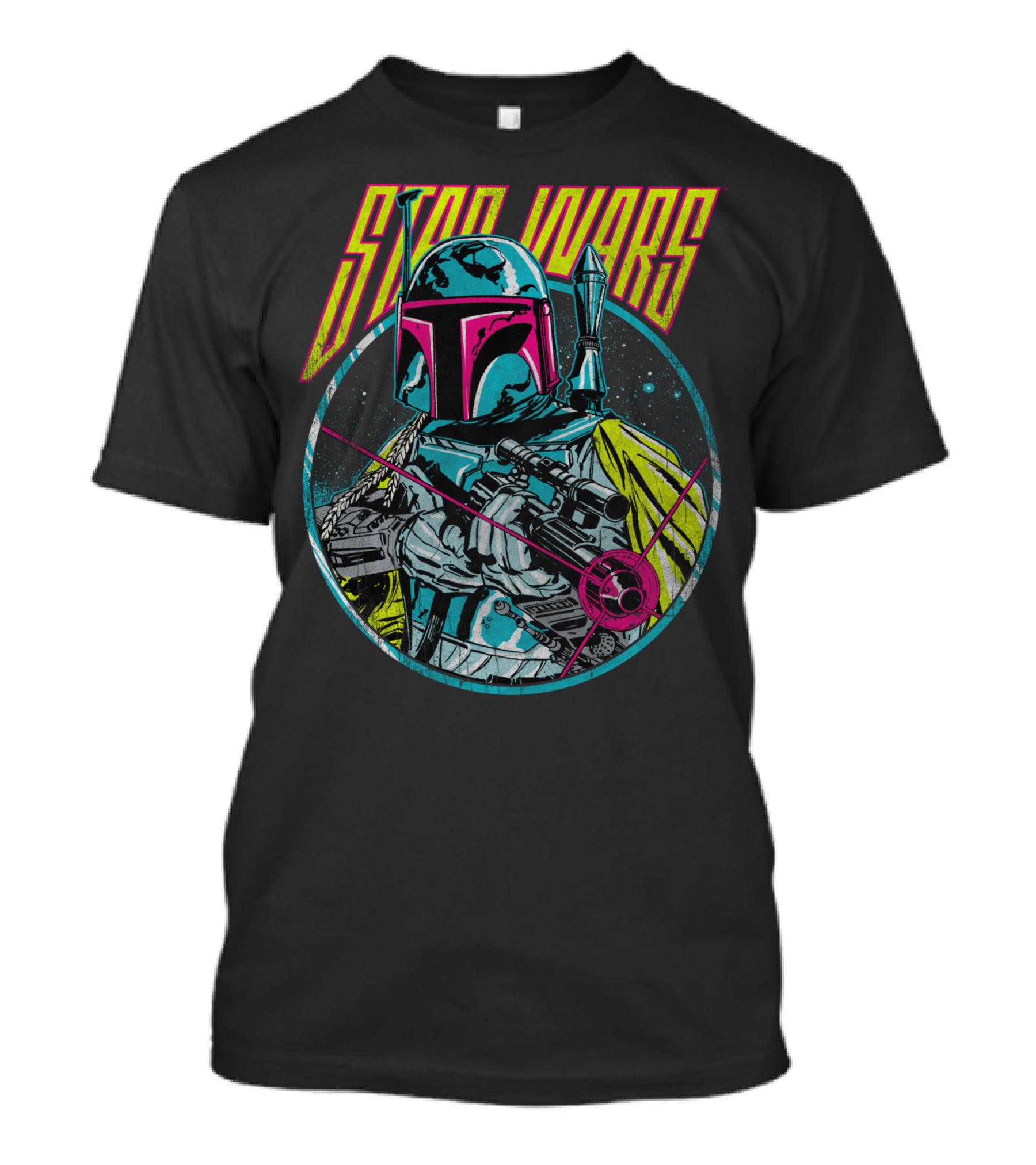 Star Wars Boba Fett Neon Blaster Retro Comic T-Shirt