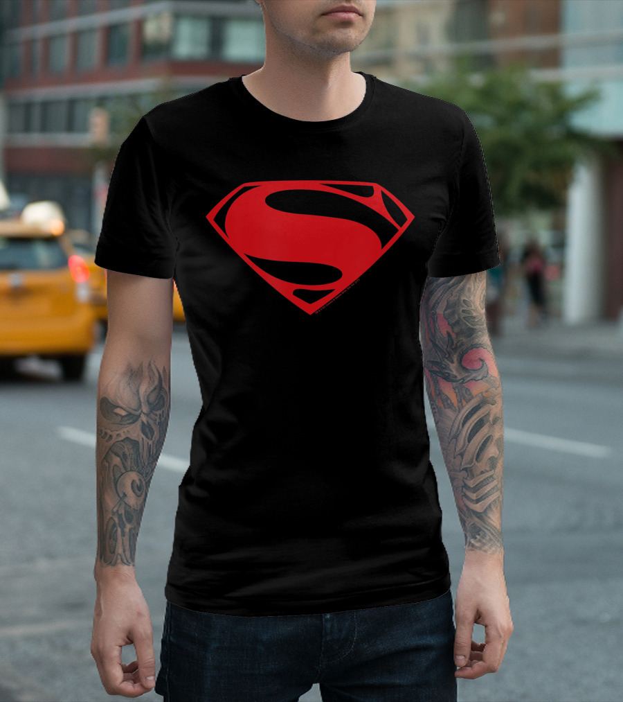Superman Man Of Steel S Shield Red Glyph Logo T-Shirt