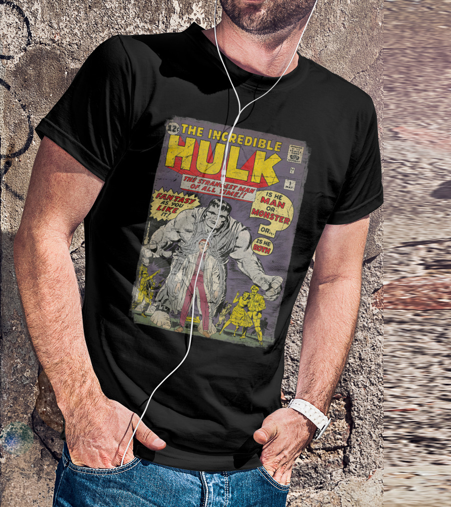 The Incredible Hulk The Strangest Man Of All Time Fantasy Monster Both Classic Comic Book T-Shirt