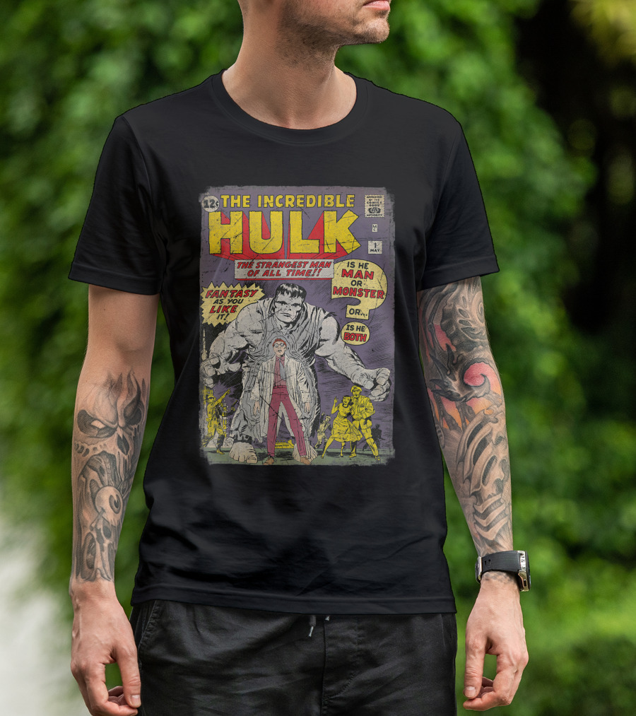 The Incredible Hulk The Strangest Man Of All Time Fantasy Monster Both Classic Comic Book T-Shirt