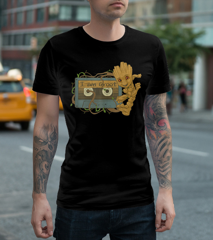 Marvel Guardians Of The Galaxy I Am Groot Cassette Mixtape T-Shirt