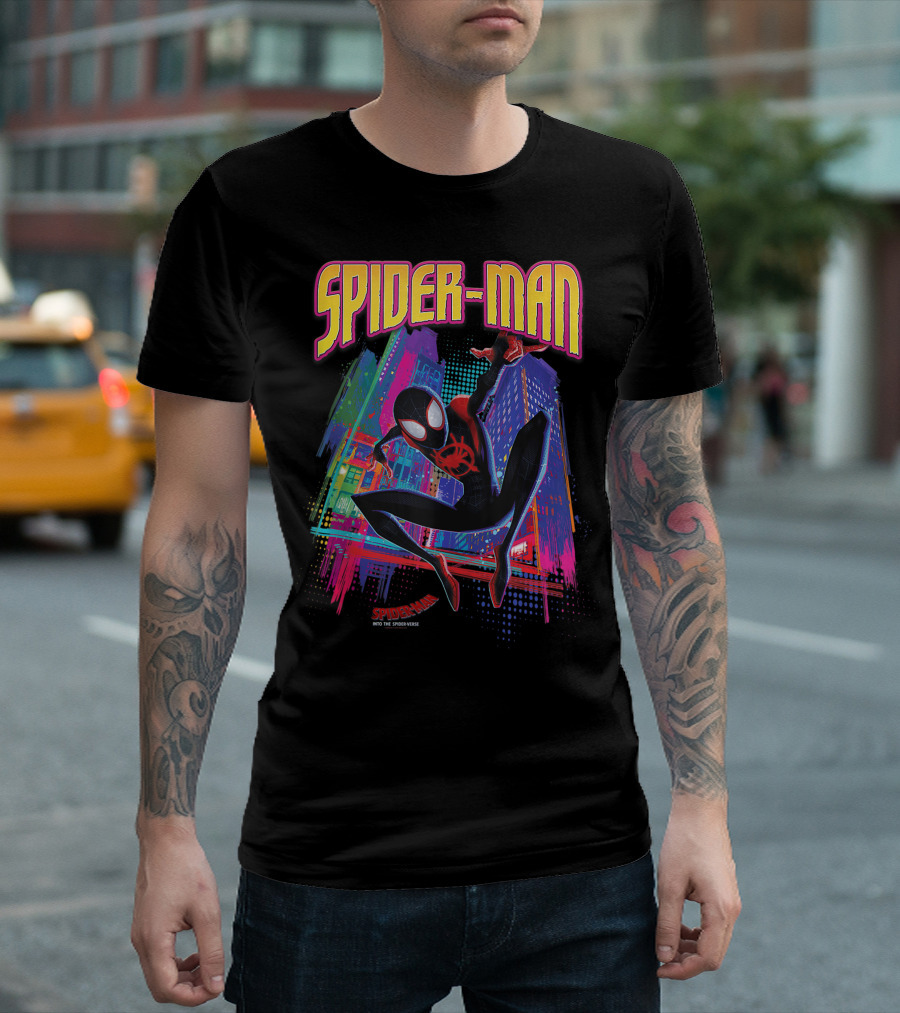 Spider-Man Into the Spider-Verse Neon Skyline T-Shirt