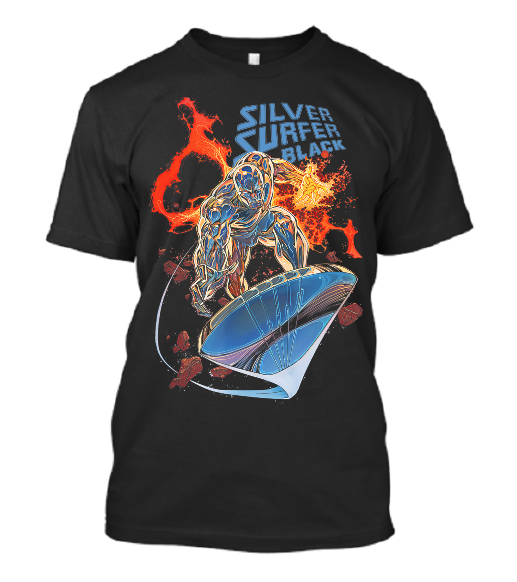 Marvel Silver Surfer Black 1 Comic Cover Fiery Hero With Cosmic Board T-Shirt