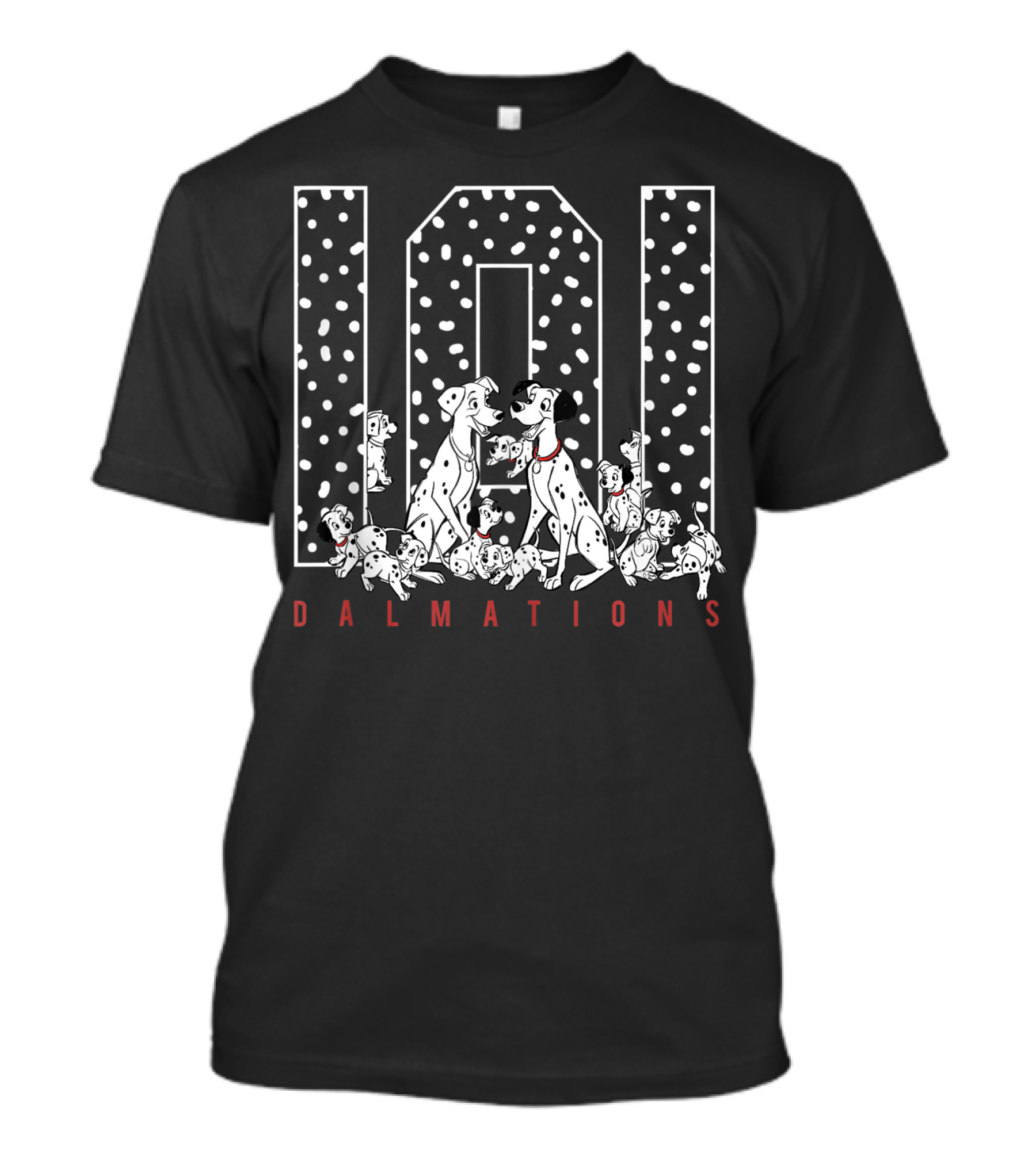 Disney 101 Dalmatians Group Shot Puppies Spotted Outline T-Shirt