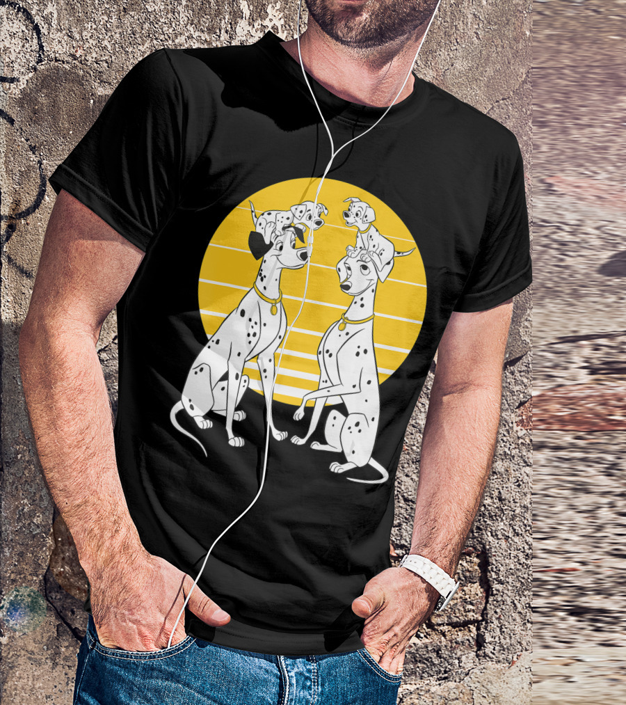 Disney 101 Dalmatians Pongo And Perdita Pup Family Sunset Scene T-Shirt