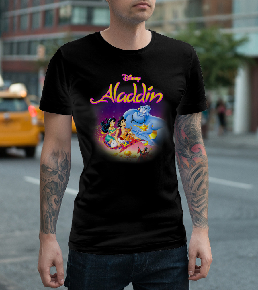 Disney Aladdin Genie Magic Carpet Ride Classic Movie Faded T-Shirt