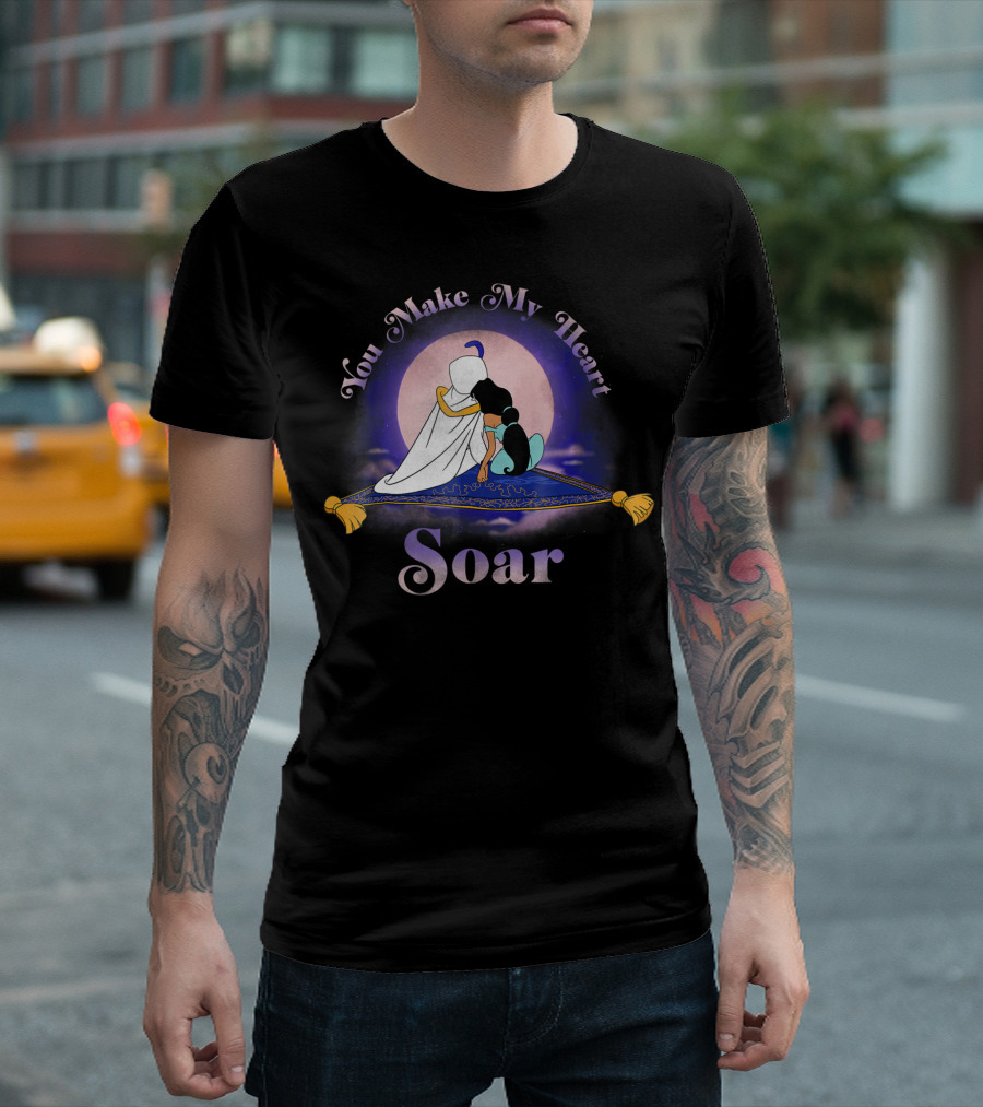 You Make My Heart Soar Aladdin Jasmine Magic Carpet Moonlit Embrace T-Shirt