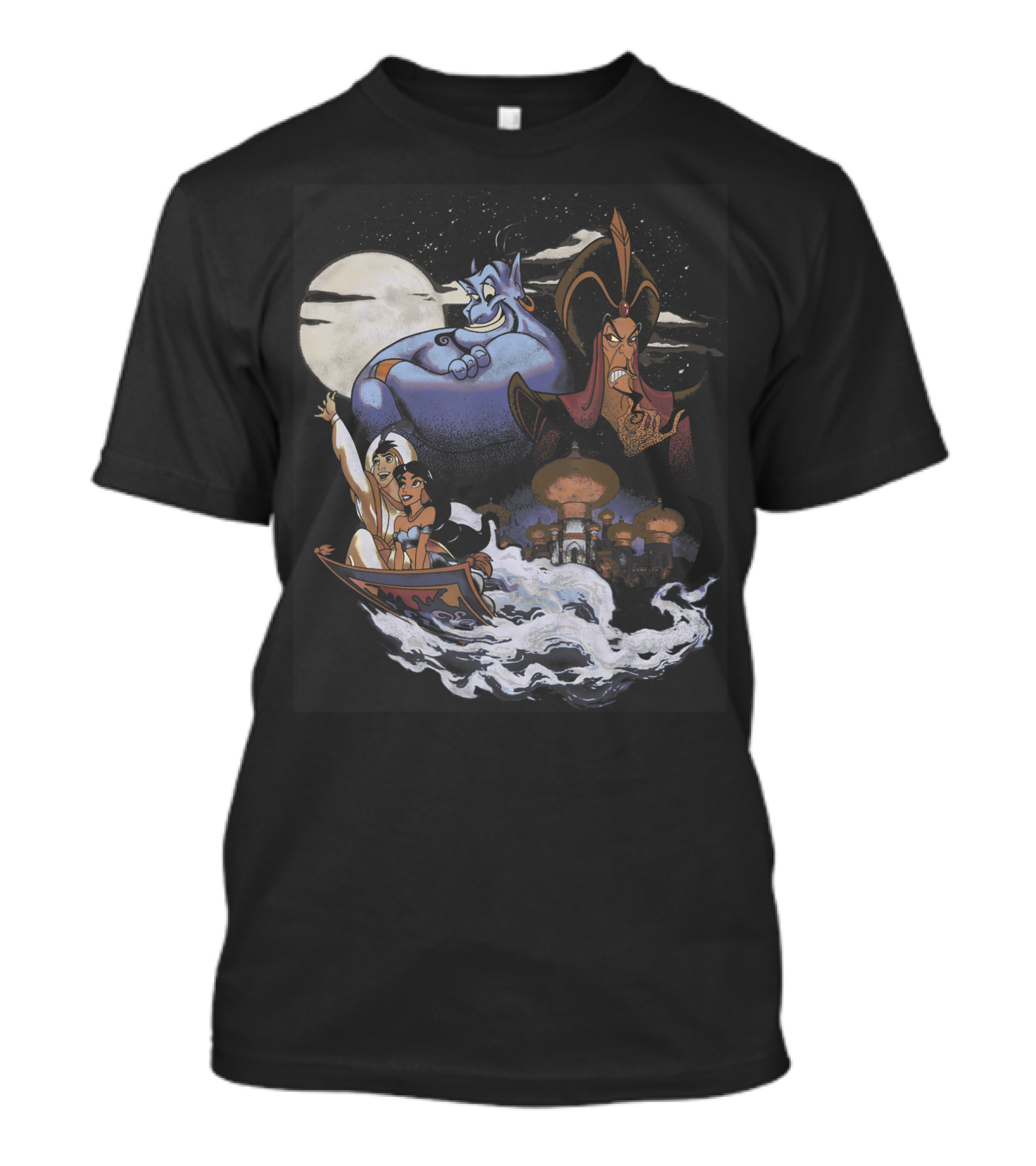 Disney Aladdin Genie Jafar Jasmine Magic Carpet Agrabah Moon Scenery T-Shirt